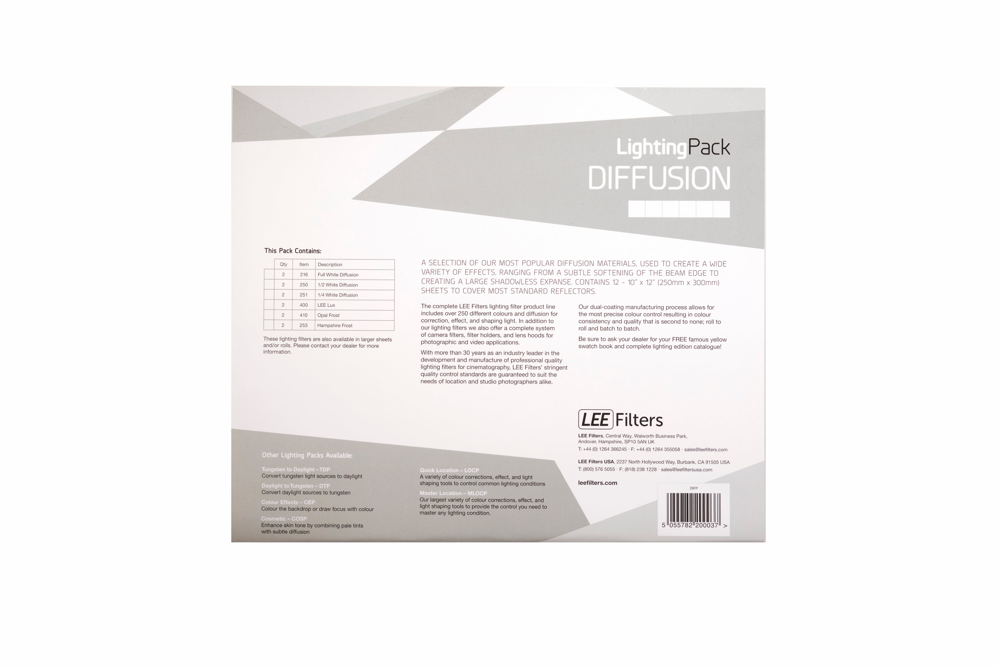 Gel Led Filter LEE Diffusion Studio Lighting Gel Pack